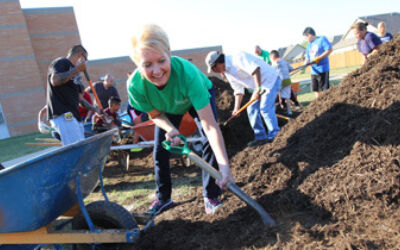 Woman digging dirt