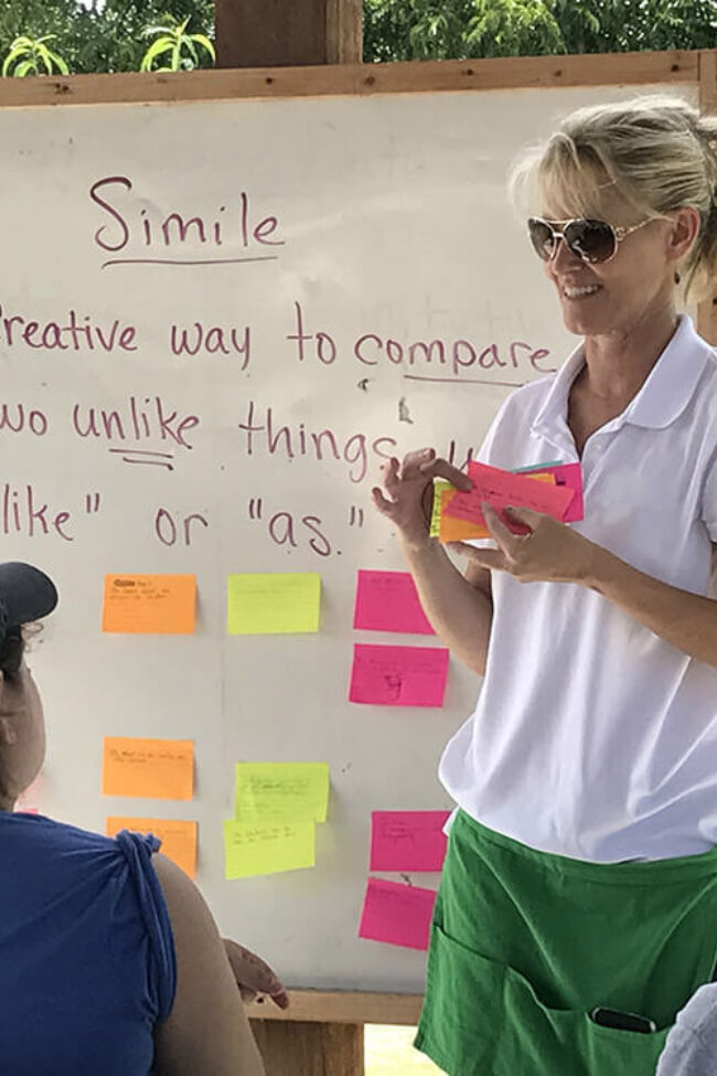 Wendy teaching outdoors