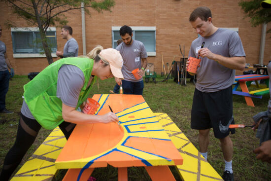 BOG Event - Volunteers painting picnic table